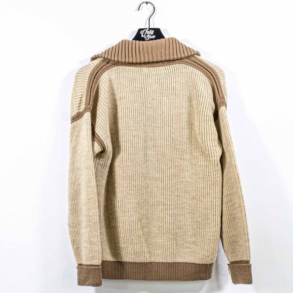 Bambergers Chunky Knit Sweater Cardigan Medium VTG 60s 70s Wood Buttons - Picture 2 of 9